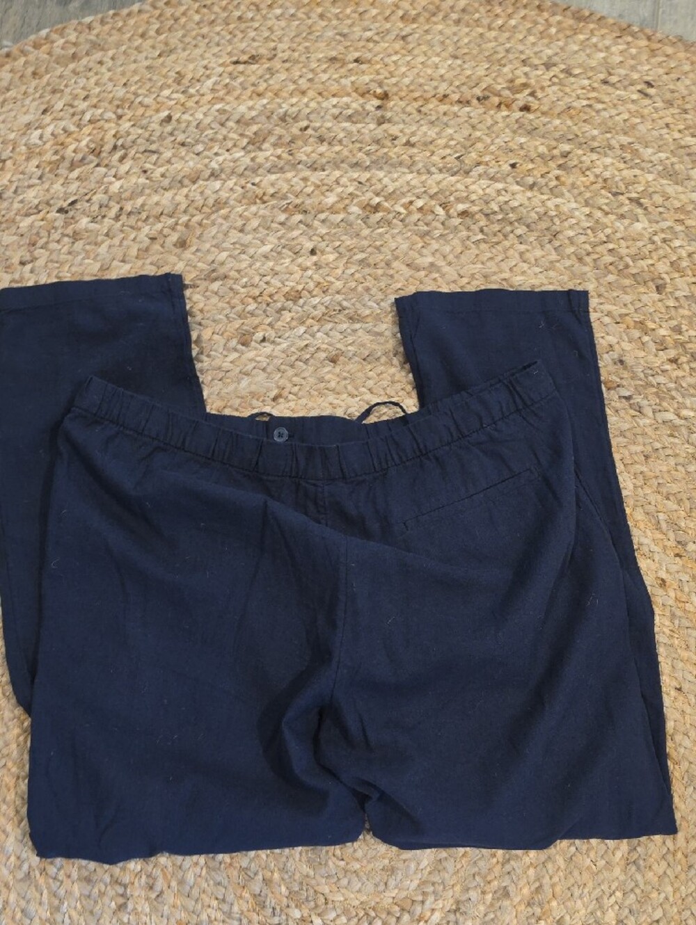 H&M Navy Drawstring Linen Pants - Picture 5 of 5
